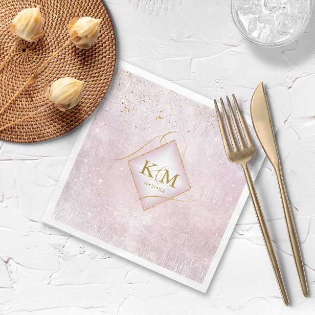 Bra Linjer Guld Abstrakt Bröllop V2 Mauve ID867 Pappersservett (Skapare uppladdad)