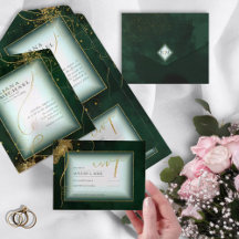 Bra Linjer Guld Abstrakt Bröllop V3 Emerald ID867