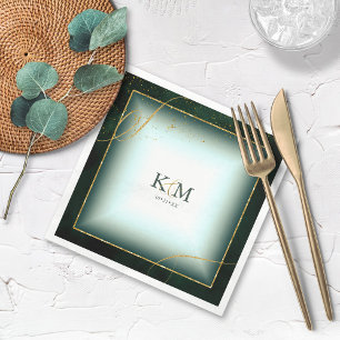 Bra Linjer Guld Abstrakt Bröllop V3 Emerald ID867 Pappersservett