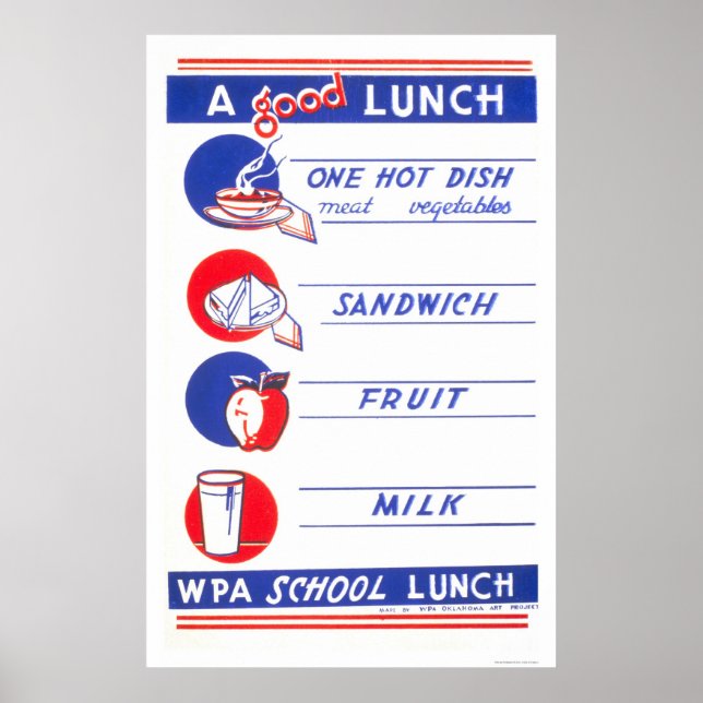 Bra Lunch Eat well 1941 WPA Poster (Framsidan)
