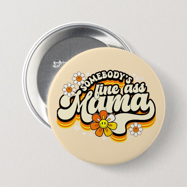 Bra Mamma retro groovy Knapp (Framsida & baksida)
