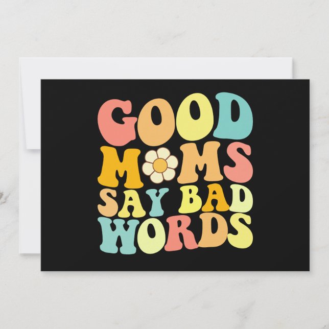 Bra Mammor säger Bad Ord Groovy Mors dag Inbjudningar (Framsida)