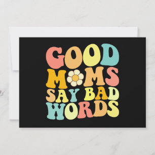 Bra Mammor säger Bad Ord Groovy Mors dag Inbjudningar
