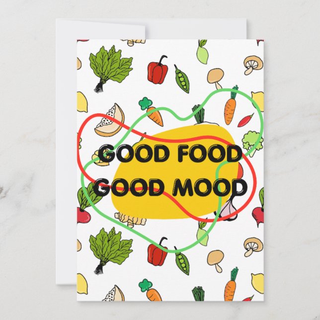 Bra mat, Glad stämning design, rolig mat Inbjudningar (Framsida)