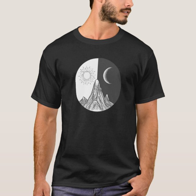Bra med Måne-Sol i dag och natt T Shirt (Framsida)