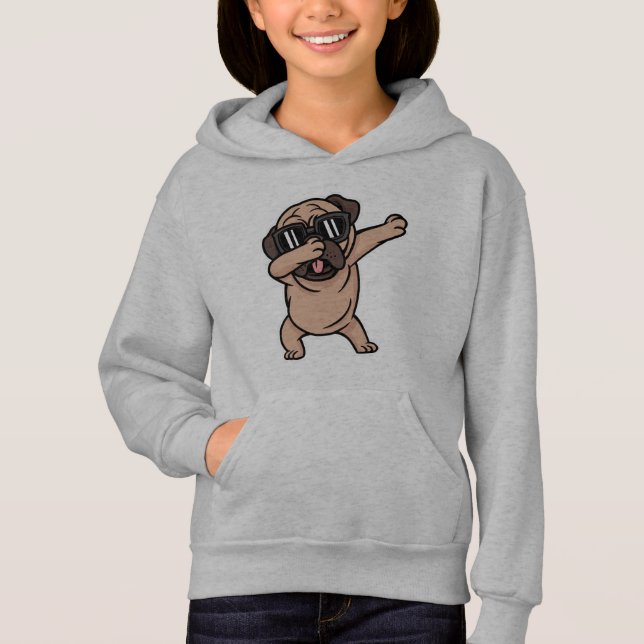 Bra Mood Pug med sunglass Dabbing T Shirt (Framsida)