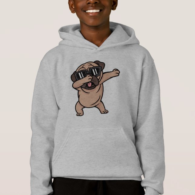 Bra Mood Pug med sunglass Dabbing T Shirt (Framsida)