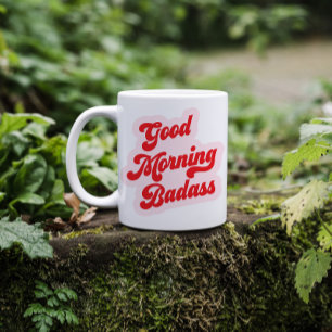 Bra Morgass Badass Funny Retro Typography Kaffemugg