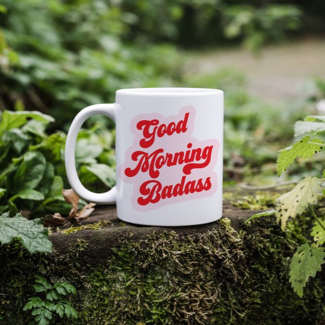 Bra Morgass Badass | Funny Retro Typography Kaffemugg (Skapare uppladdad)
