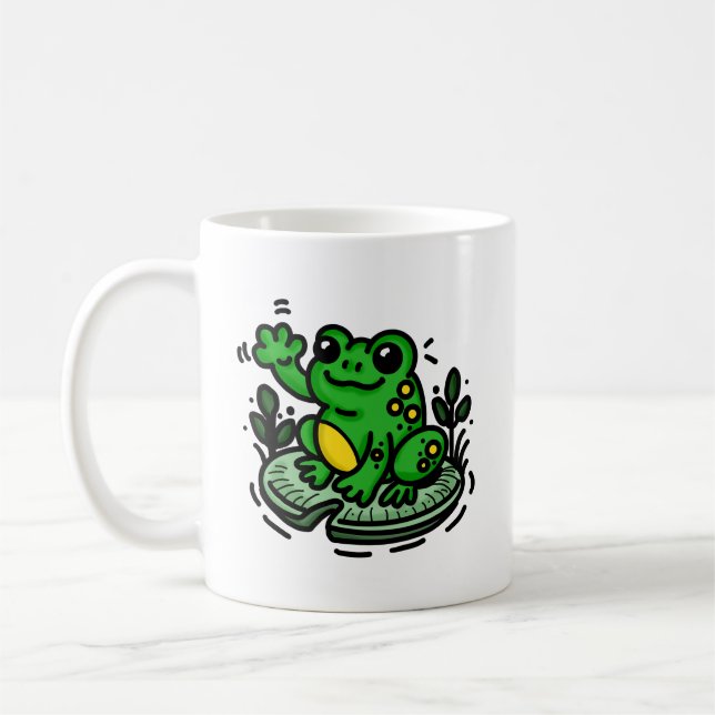 Bra MorgFrog på Lily Pad Hand plockade Kaffemugg (Vänster)