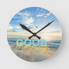 Bra Morgon Blå himmel Rund Klocka