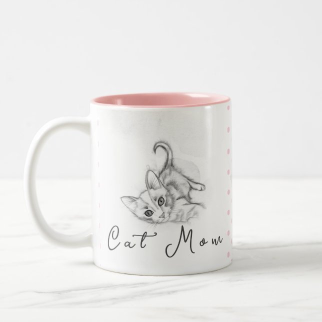 Bra Morgon Cat Mamma Två-Tonad Mugg (Vänster)