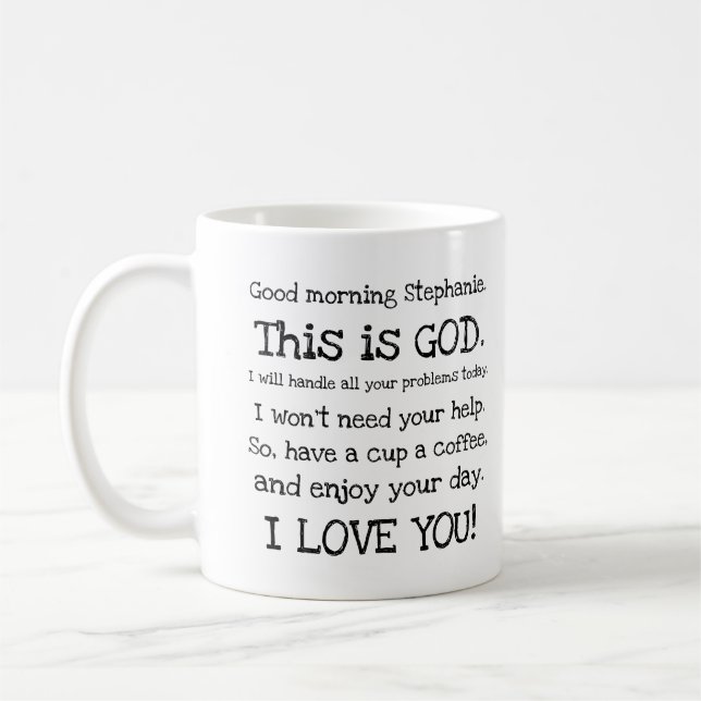 Bra Morgon, det här är Gud, Personlig  Kaffemugg (Vänster)
