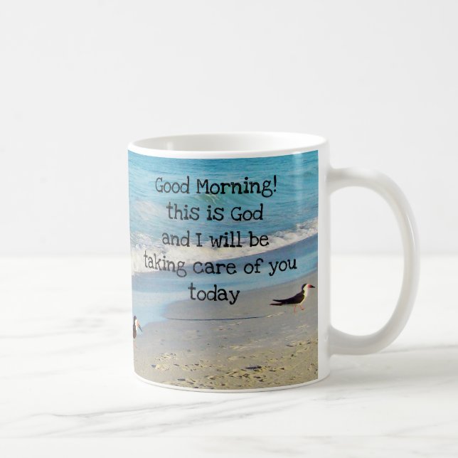 "Bra morgon, detta är Gud" kaffe Mugg (Höger)