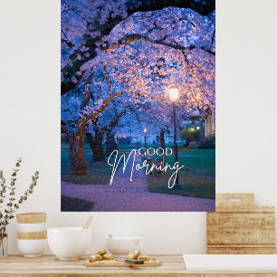 Bra morgon - färgad modern fotoblommor poster