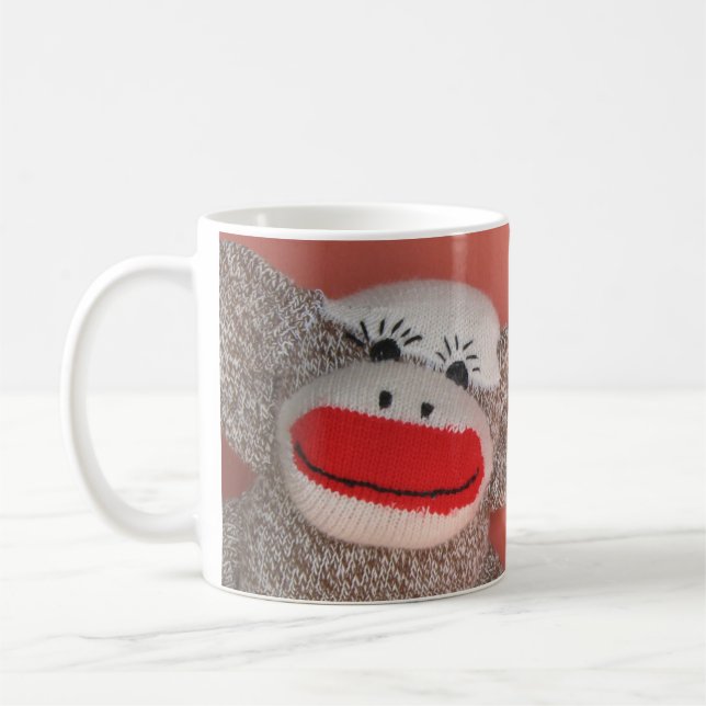 Bra morgon för sock monkey "! ", kaffemugg (Vänster)