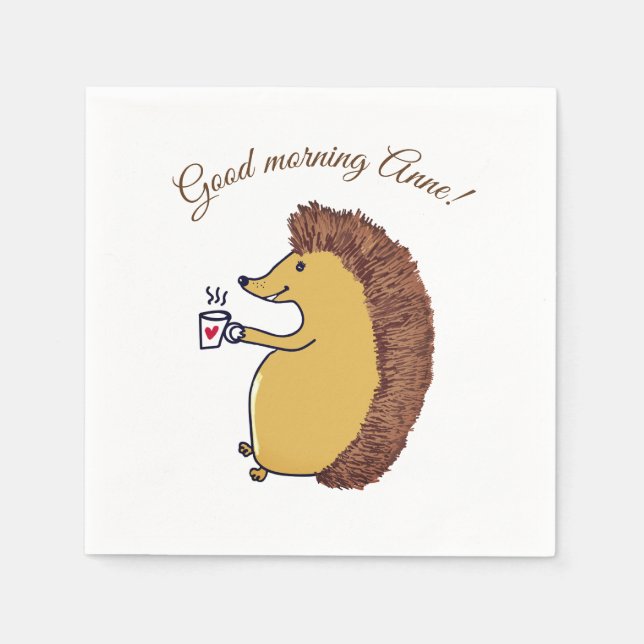 Bra morgon ,Hedgehog Papper Napkins Pappersservett (Framsidan)