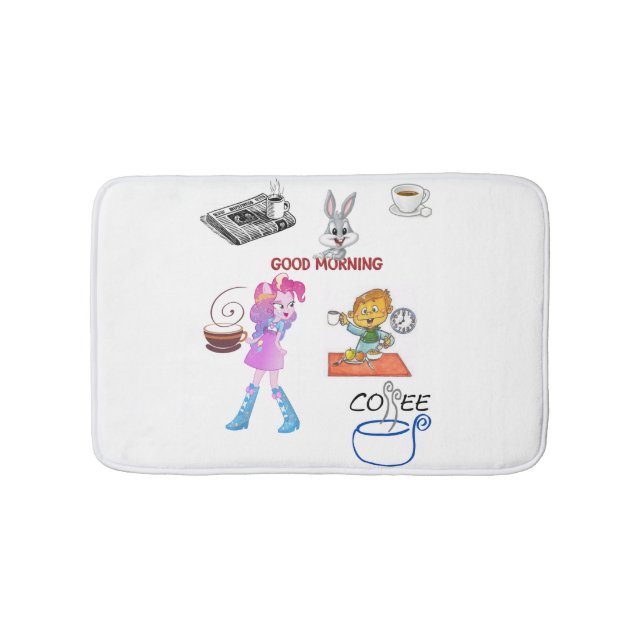 Bra morgon kaffebadduschmatta badrum i vitt badrum badrumsmatta (Framsidan)