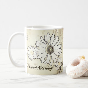 Bra morgon! Lantgårdblomman skissar Kaffemugg