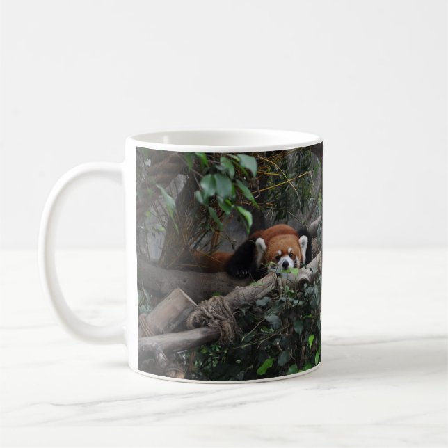 Bra morgon, lilla Red Panda. Kaffemugg (Vänster)