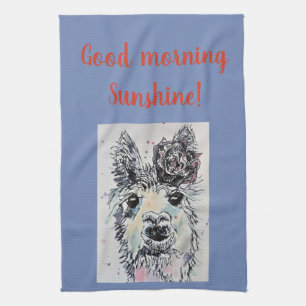 Bra Morgon Llama Alpaca art Photo Kitchen Towel Kökshandduk