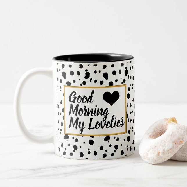 Bra Morgon Lovelies Trendig Dalmatian Spots Två-Tonad Mugg (Med munk)