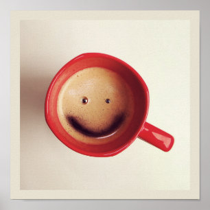 Bra Morgon Lycklig-kaffe poster