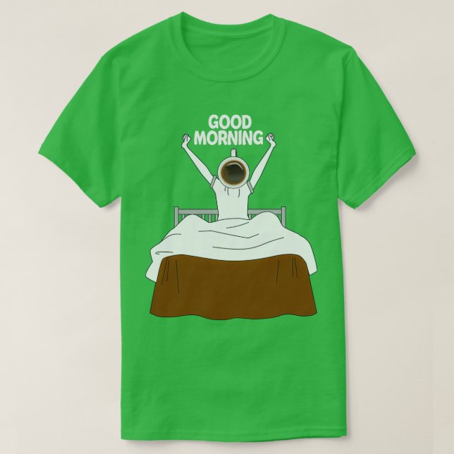 Bra Morgon med kaffekaffe Älskare Sticker T Shirt (Design framsida)