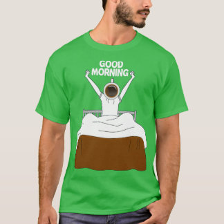 Bra Morgon med kaffekaffe Älskare Sticker T Shirt