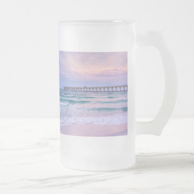 Bra Morgon Navarre Beach Pier Frosted Glass Beer Frostat Ölglas (Höger)