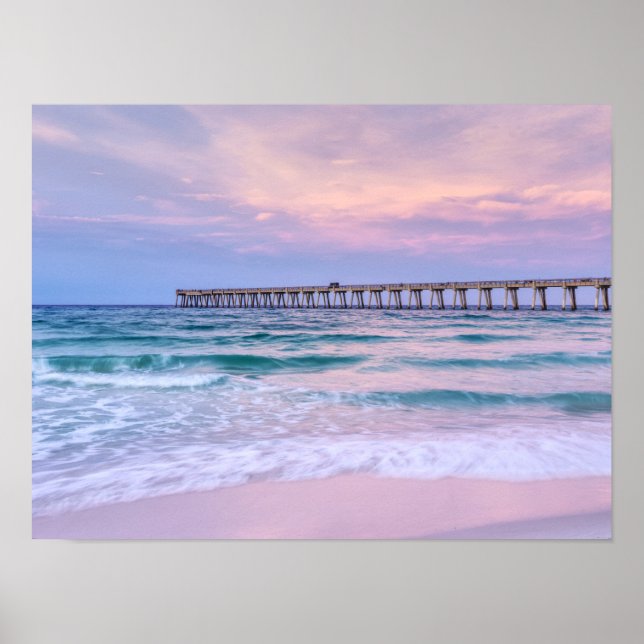 Bra Morgon Navarre Beach Pier Poster (Framsidan)