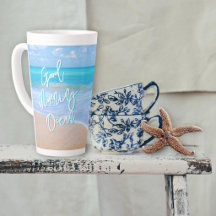 Bra Morgon Oceanen Blue Vatten Tall Latte Mugg