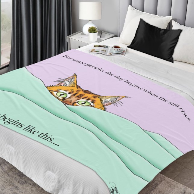 Bra Morgon Ornage Cat Funny Fleecefilt (Skapare uppladdad)