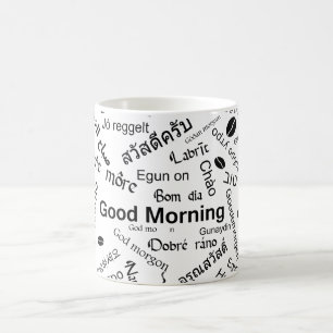 Bra Morgon på alla språk i Ord Kaffemugg