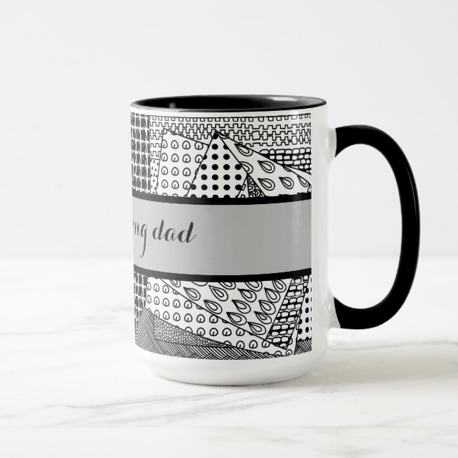 Bra morgon pappa Black Grått Ringer 15oz Mugg (Höger)