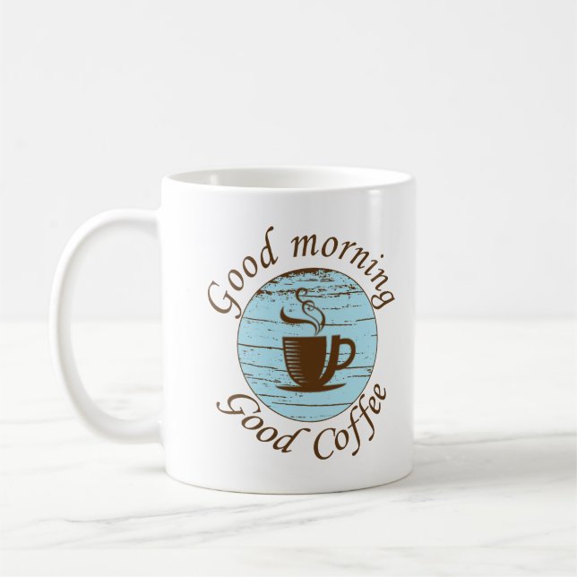 Bra morgon, roliga kaffetopporteringar kaffemugg (Vänster)