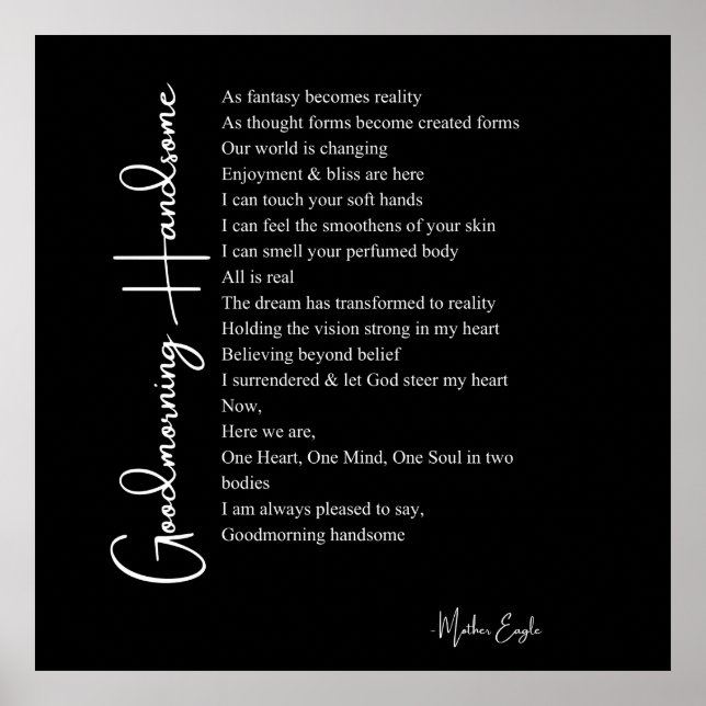 Bra morgon, snygga kärlek dikt-väggkonst poster (Framsidan)