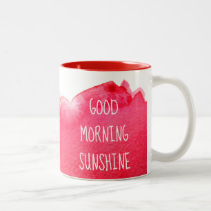 Bra morgon, solljkaffe citat rött Två-Tonad mugg