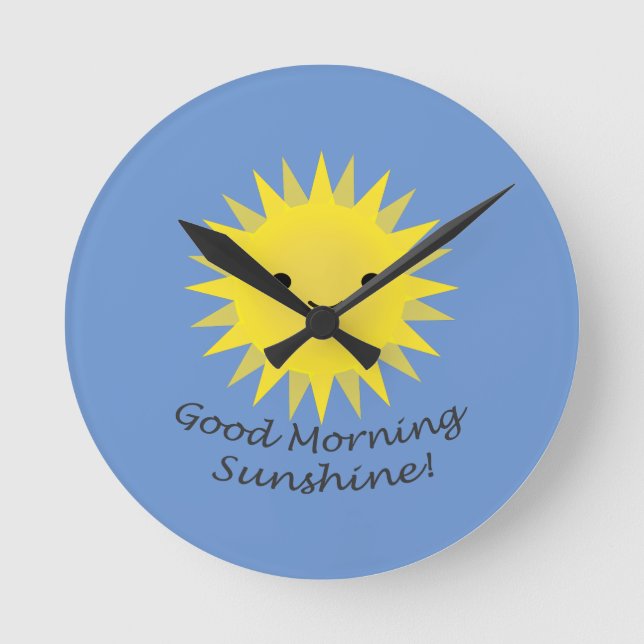 Bra Morgon Sunshine Cute Kawaii Sol Rund Klocka (Framsida)