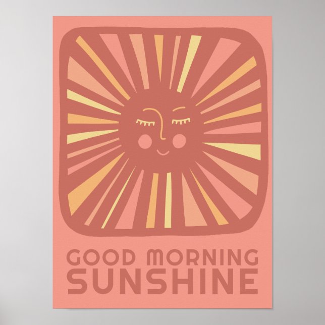 Bra Morgon Sunshine Cute Sol Nursery Baby Room Poster (Framsidan)