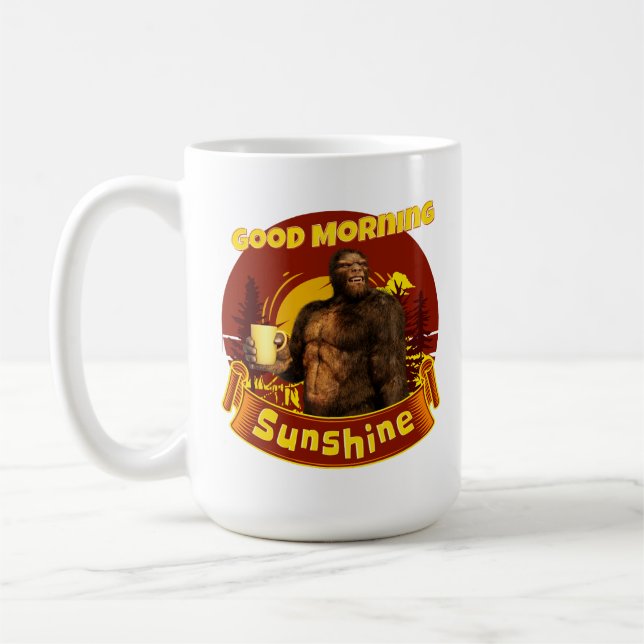 Bra Morgon Sunshine Funny Bigfoot Kaffemugg (Vänster)