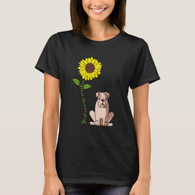 Bra Morgon Sunshine Kärlek My English Bulldog Hund T Shirt (Framsida)