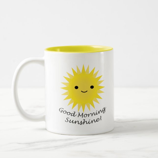 Bra Morgon Sunshine Kawaii Sol Två-Tonad Mugg (Vänster)