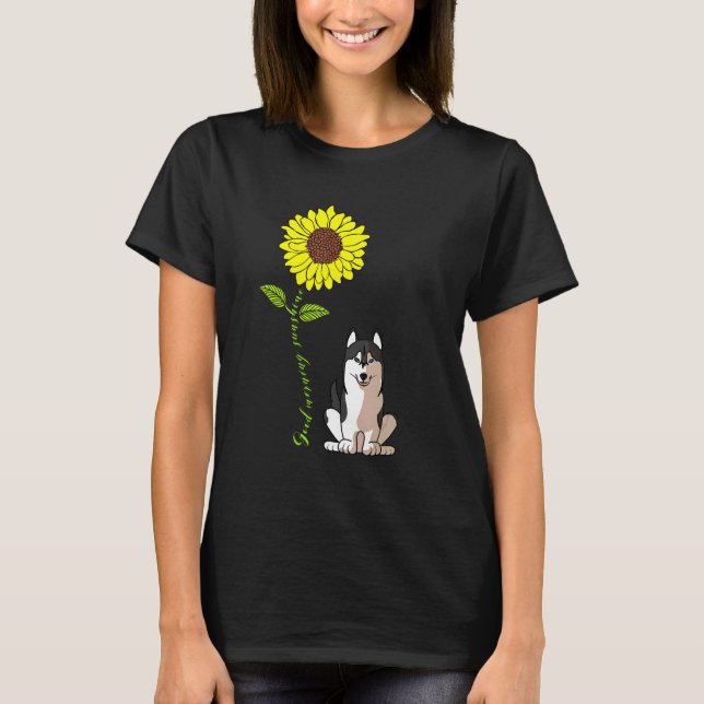 Bra Morgon Sunshine Siberian husky Hund T Shirt (Framsida)
