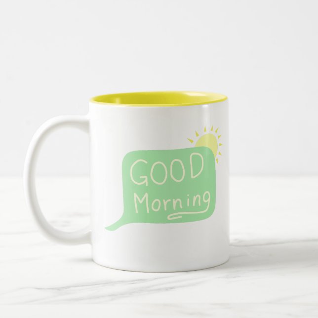 Bra Morgon Tal Bubble Sunshine Två-Tonad Mugg (Vänster)