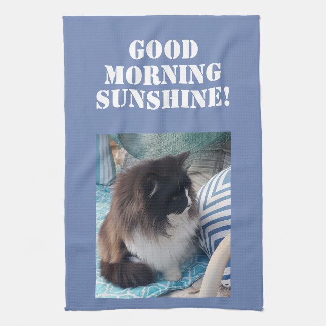 Bra Morgon Tuxedo Cat cat Photo Kitchen Towel Kökshandduk (Vertikal)
