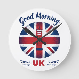 Bra Morgon UK - Union Jack & London Mobil Box Rund Klocka
