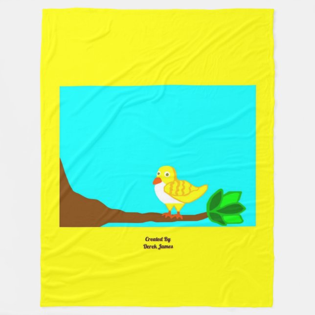 Bra Morgondagens Gult Fågelbildsblad Fleecefilt (Framsidan)