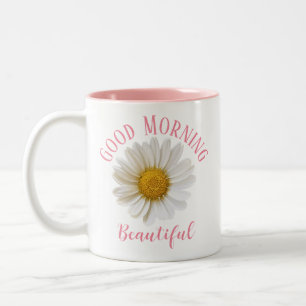 Bra Morgonens Rosa, vit Daisy Två-Tonad Mugg