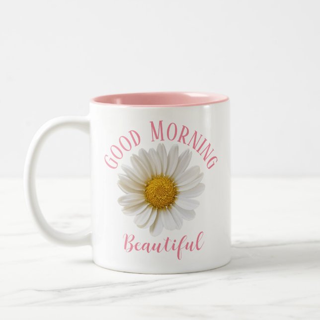 Bra Morgonens Rosa, vit Daisy Två-Tonad Mugg (Vänster)
